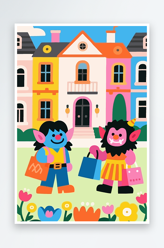 卡通兽人图标矢量插画图形元素-众图网