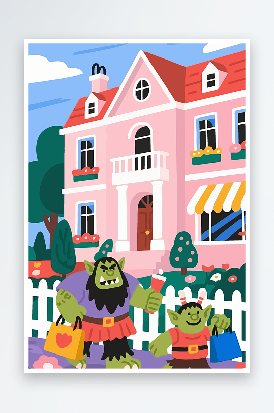 卡通兽人图标矢量插画图形元素-众图网