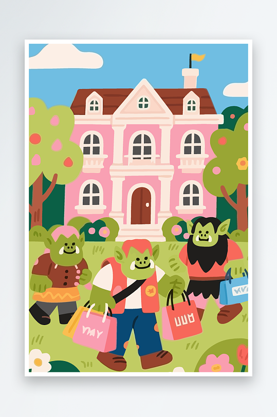 卡通兽人图标矢量插画图形元素-众图网