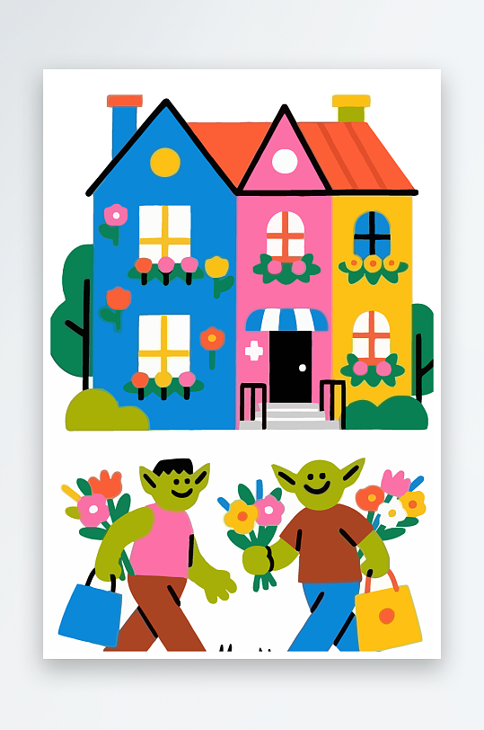 卡通兽人图标矢量插画图形元素-众图网