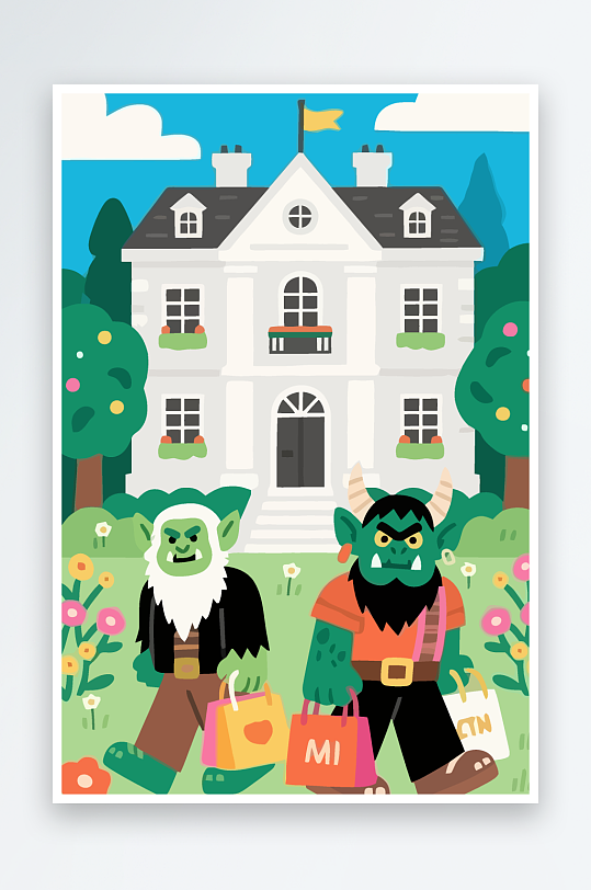 卡通兽人图标矢量插画图形元素-众图网