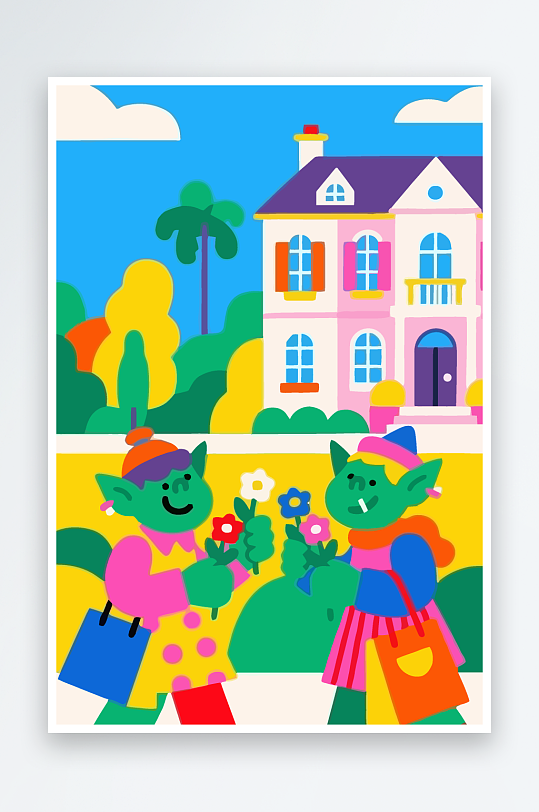 卡通兽人图标矢量插画图形元素-众图网