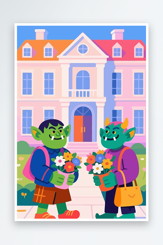 卡通兽人图标矢量插画图形元素-众图网