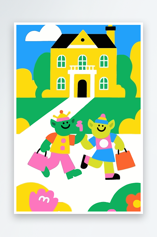 卡通兽人矢量插画图形元素-众图网