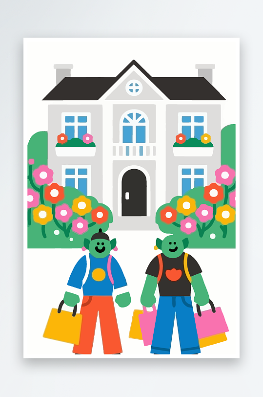 卡通兽人图标矢量插画图形元素-众图网