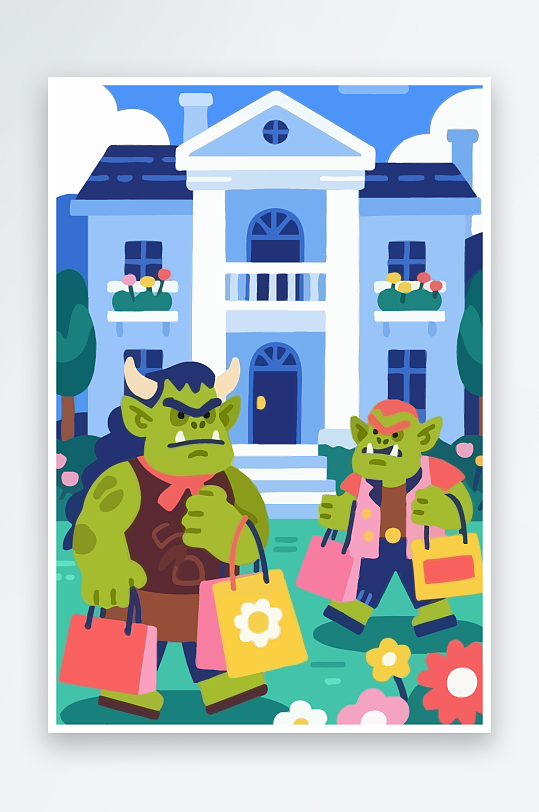 卡通兽人图标矢量插画图形元素-众图网