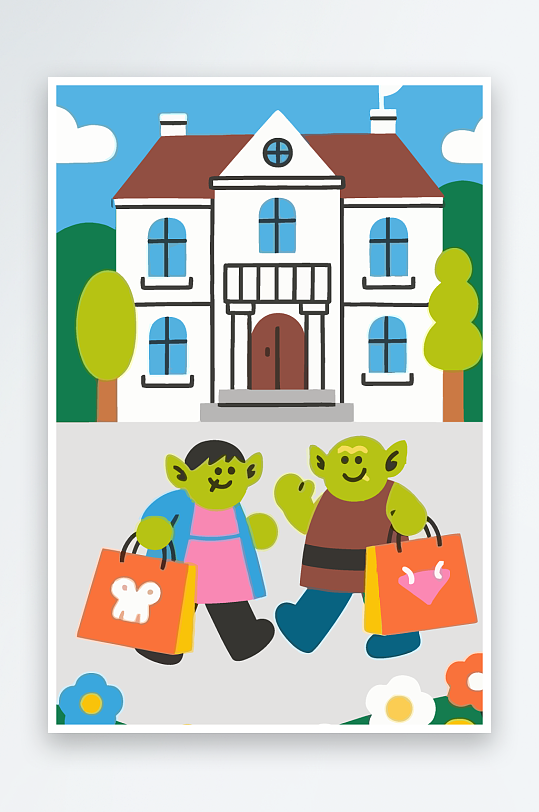 卡通兽人图标矢量插画图形元素-众图网