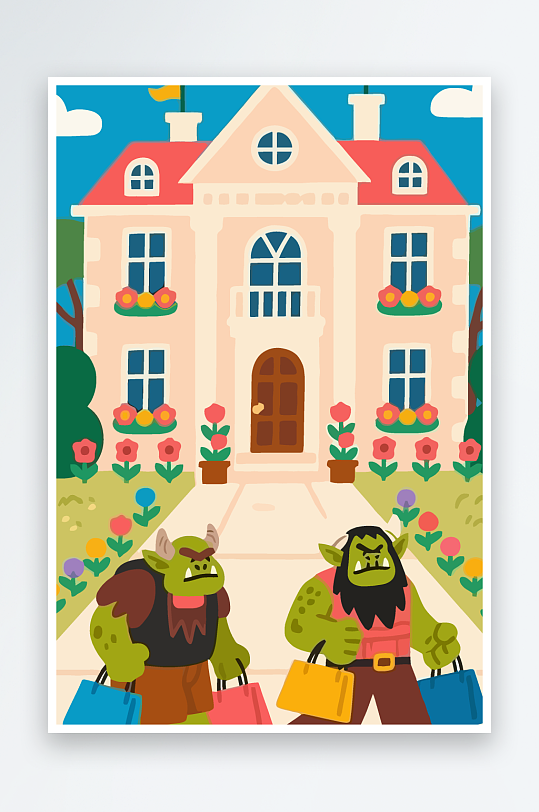 卡通兽人图标矢量插画图形元素-众图网