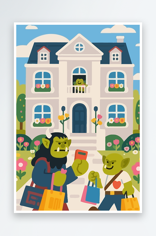 卡通兽人图标矢量插画图形元素-众图网