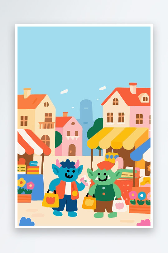 卡通兽人图标矢量插画图形元素-众图网