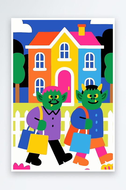 卡通兽人图标矢量插画图形元素-众图网