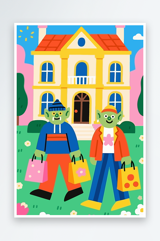 卡通兽人图标矢量插画图形元素-众图网