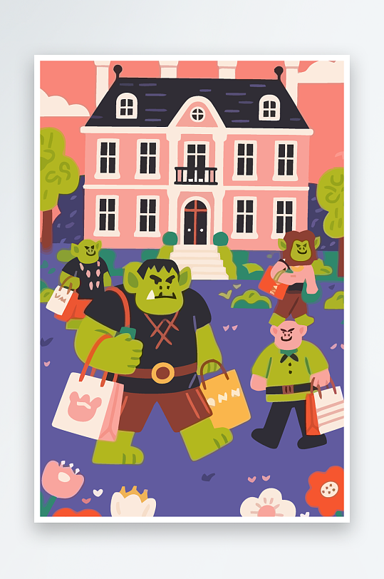 卡通兽人图标矢量插画图形元素-众图网