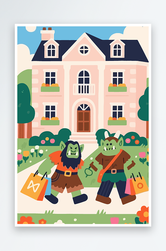 卡通兽人图标矢量插画图形元素-众图网