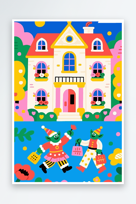 卡通兽人图标矢量插画图形元素-众图网