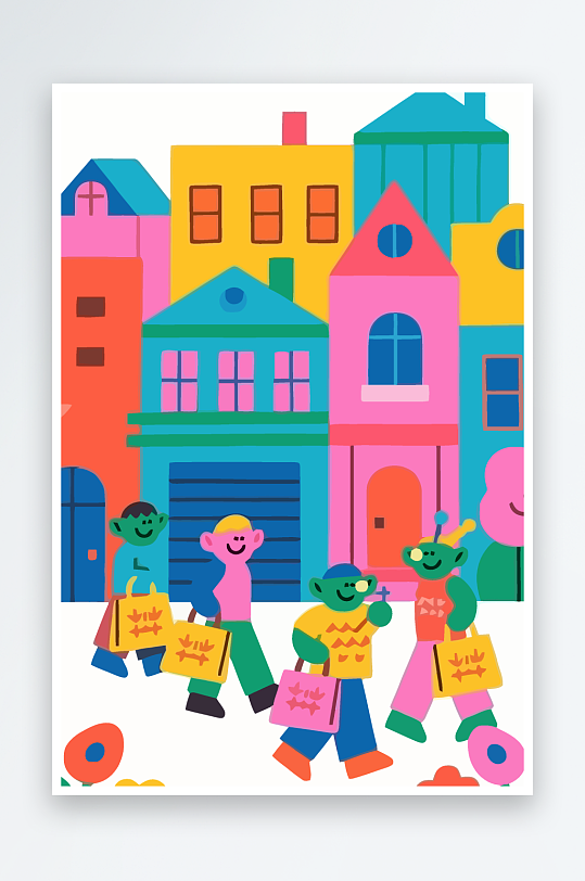 卡通兽人矢量插画图形元素-众图网