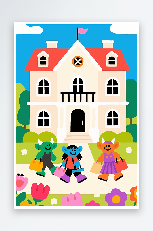 卡通兽人矢量插画图形元素-众图网