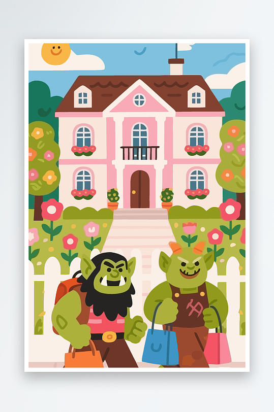 卡通兽人图标矢量插画图形元素-众图网