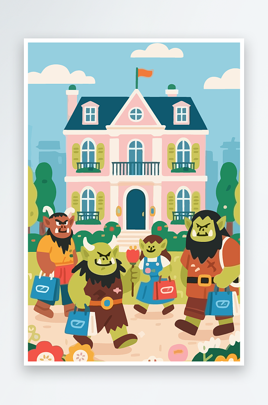 卡通兽人图标矢量插画图形元素-众图网