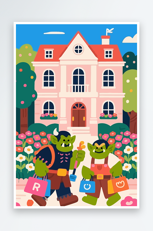 卡通兽人图标矢量插画图形元素-众图网