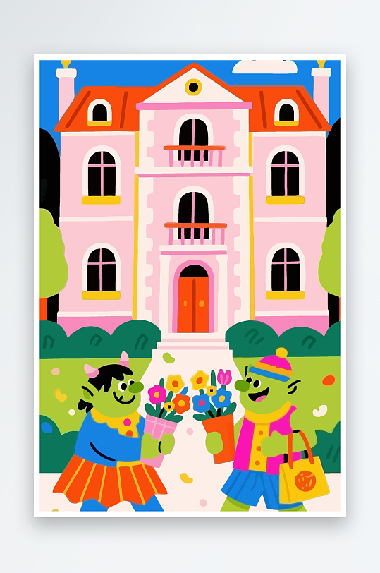 卡通兽人图标矢量插画图形元素-众图网