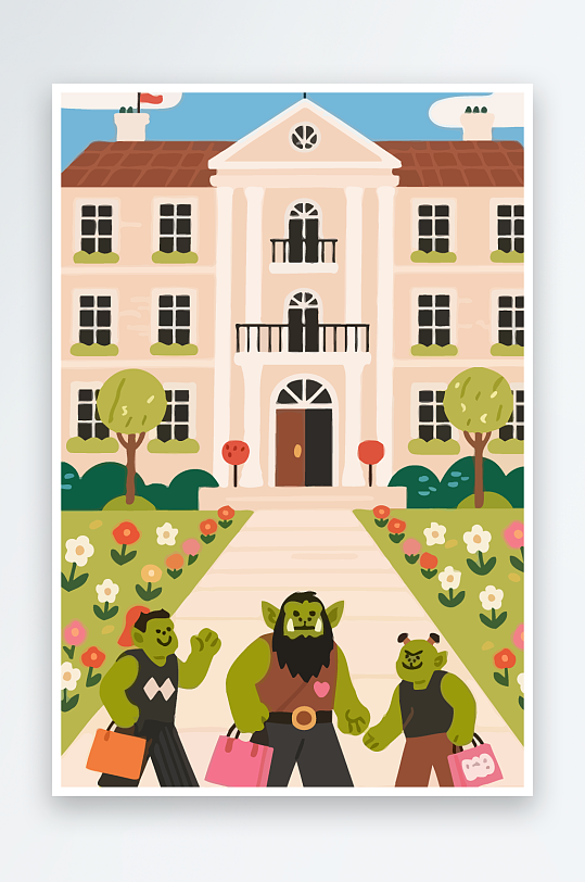 卡通兽人图标矢量插画图形元素-众图网