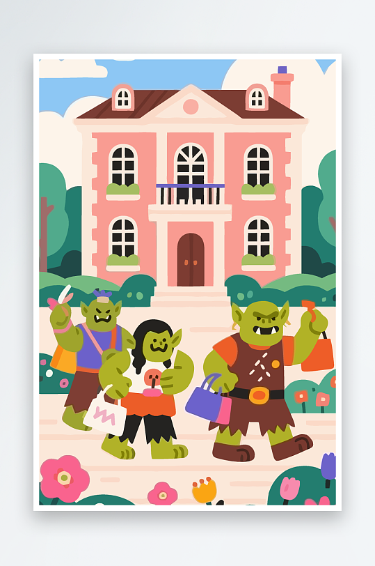 卡通兽人图标矢量插画图形元素-众图网