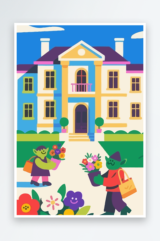 卡通兽人图标矢量插画图形元素-众图网