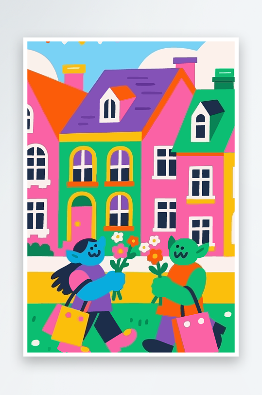 卡通兽人图标矢量插画图形元素-众图网