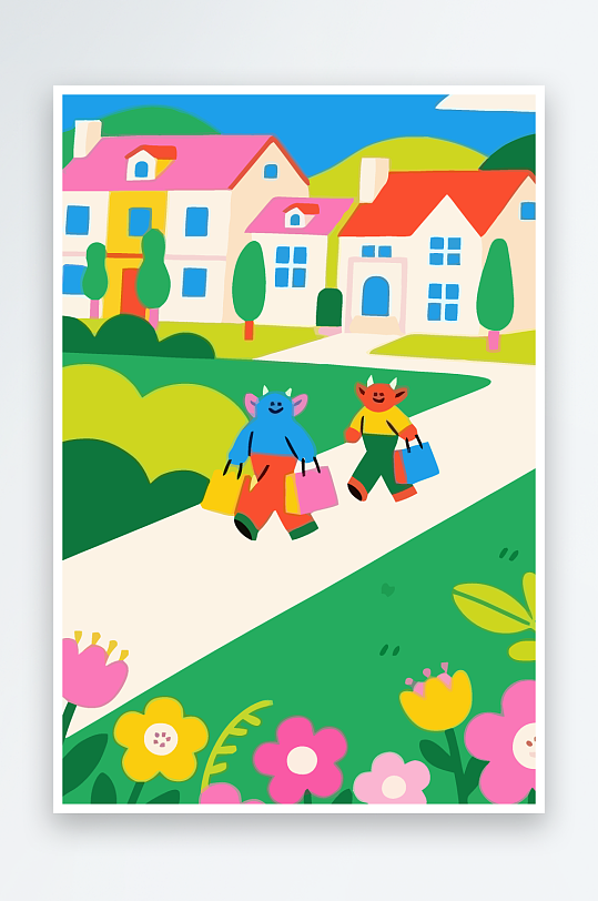 卡通兽人图标矢量插画图形元素-众图网