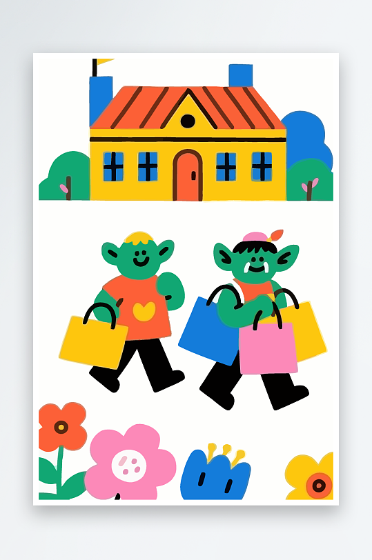 卡通兽人图标矢量插画图形元素-众图网