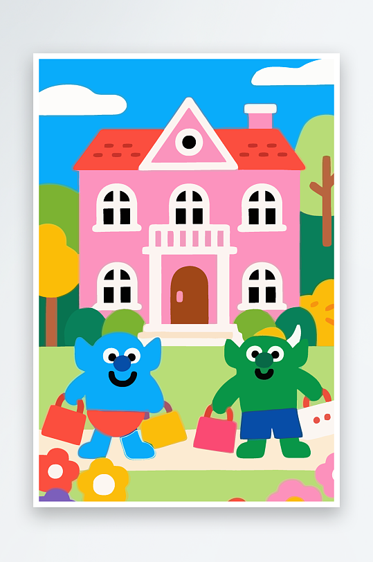 卡通兽人图标矢量插画图形元素-众图网