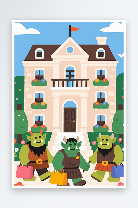 卡通兽人图标矢量插画图形元素-众图网