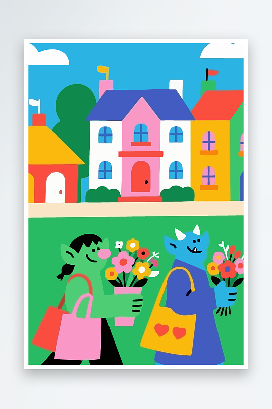 卡通兽人图标矢量插画图形元素-众图网