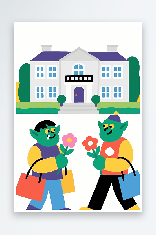 卡通兽人图标矢量插画图形元素-众图网