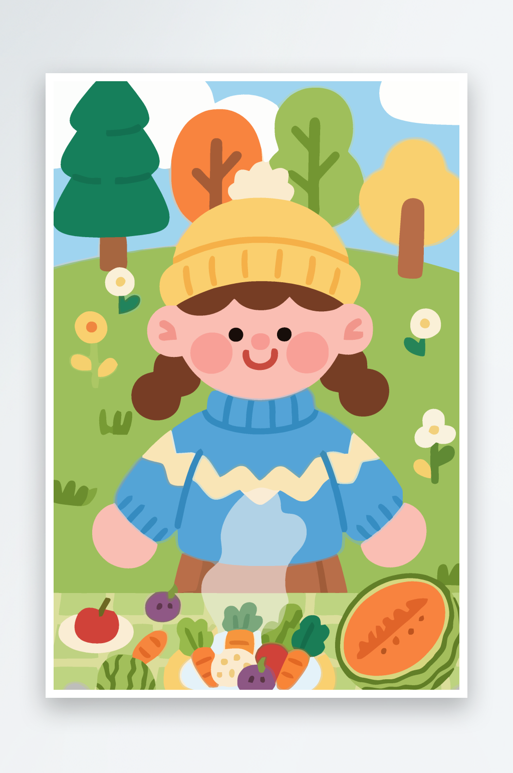 通童趣女孩矢量插画图形元素素材