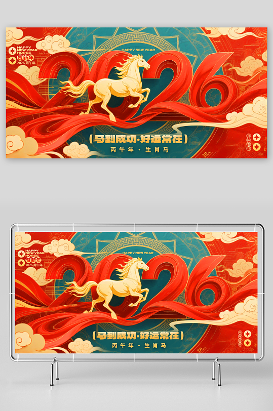 创意大气马年展板设计-众图网