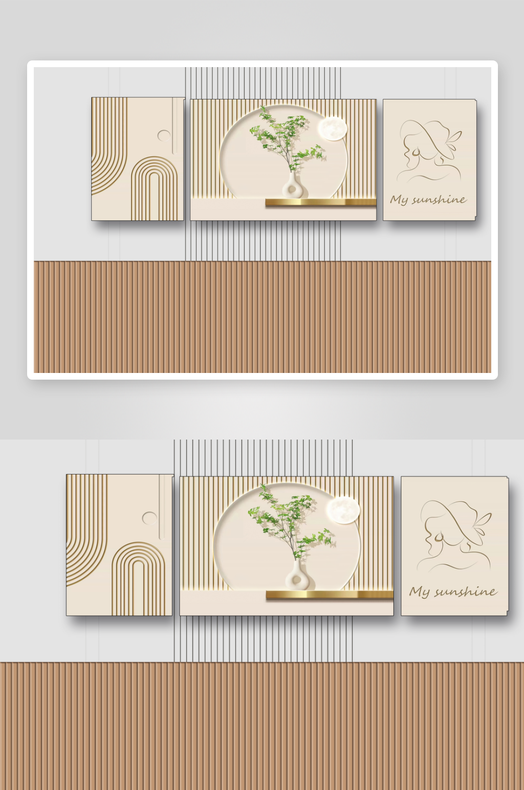 绿色植物工装直播背景墙素材