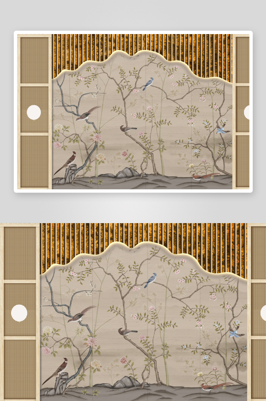 新中式花鸟装饰背景素材