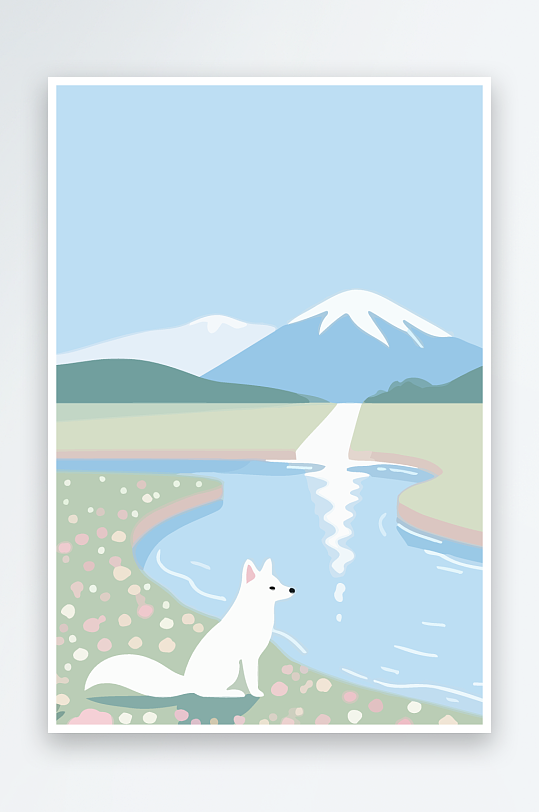 狐狸雪景图标插画-众图网