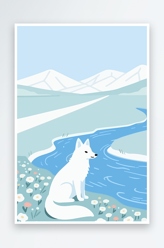 狐狸雪景图标插画元素-众图网