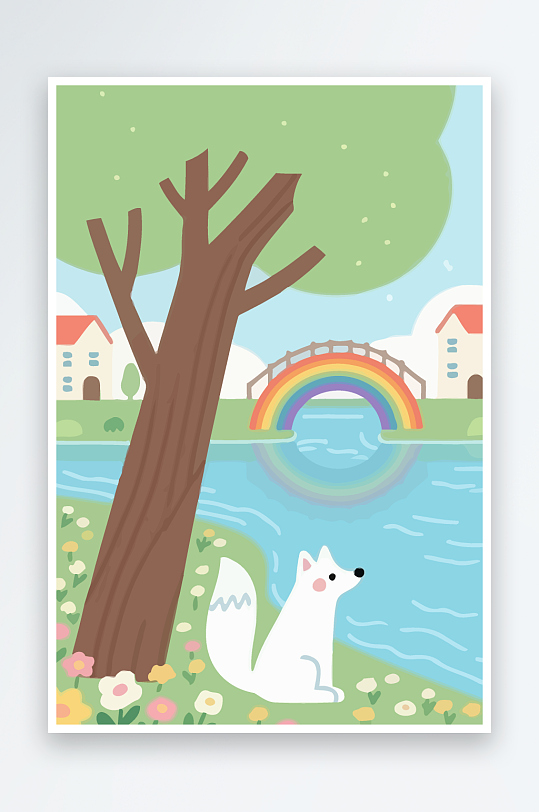 狐狸雪景图标插画-众图网