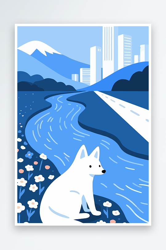 狐狸雪景图标插画-众图网