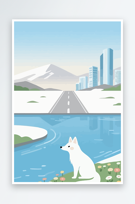 狐狸雪景图标插画-众图网