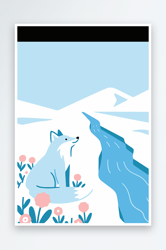 狐狸雪景图标插画-众图网