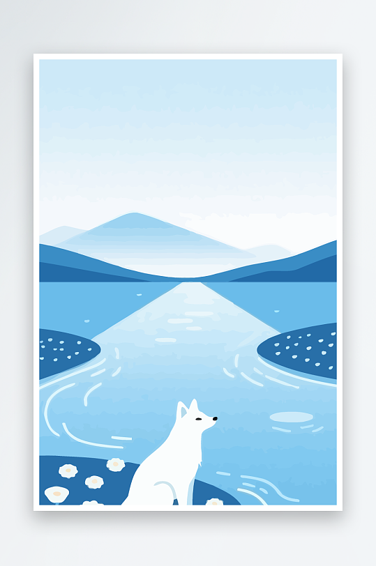 狐狸雪景图标插画元素-众图网