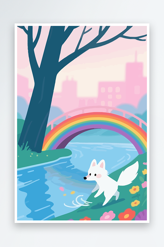 狐狸雪景图标插画元素-众图网