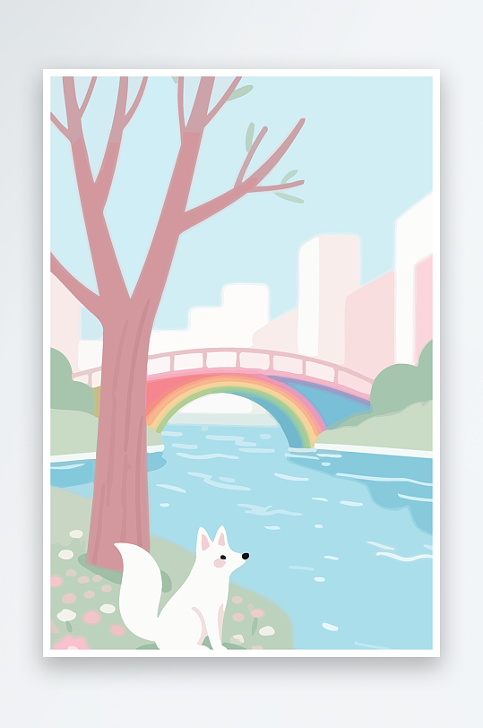 狐狸雪景图标插画-众图网