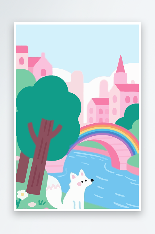 狐狸雪景图标插画-众图网