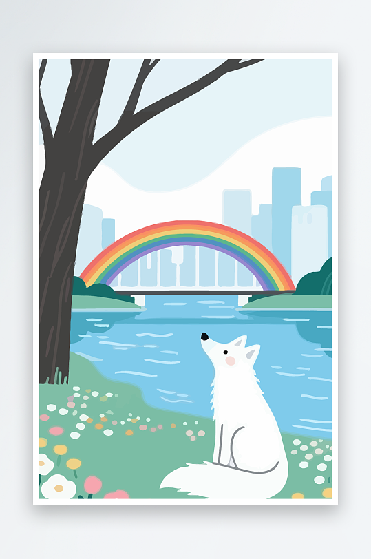 狐狸雪景图标插画元素-众图网